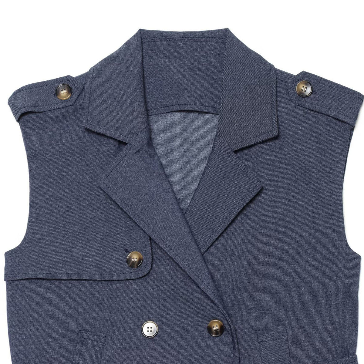 Summer New Sleeveless Lapel Vest With Belt And Double-breasted Design