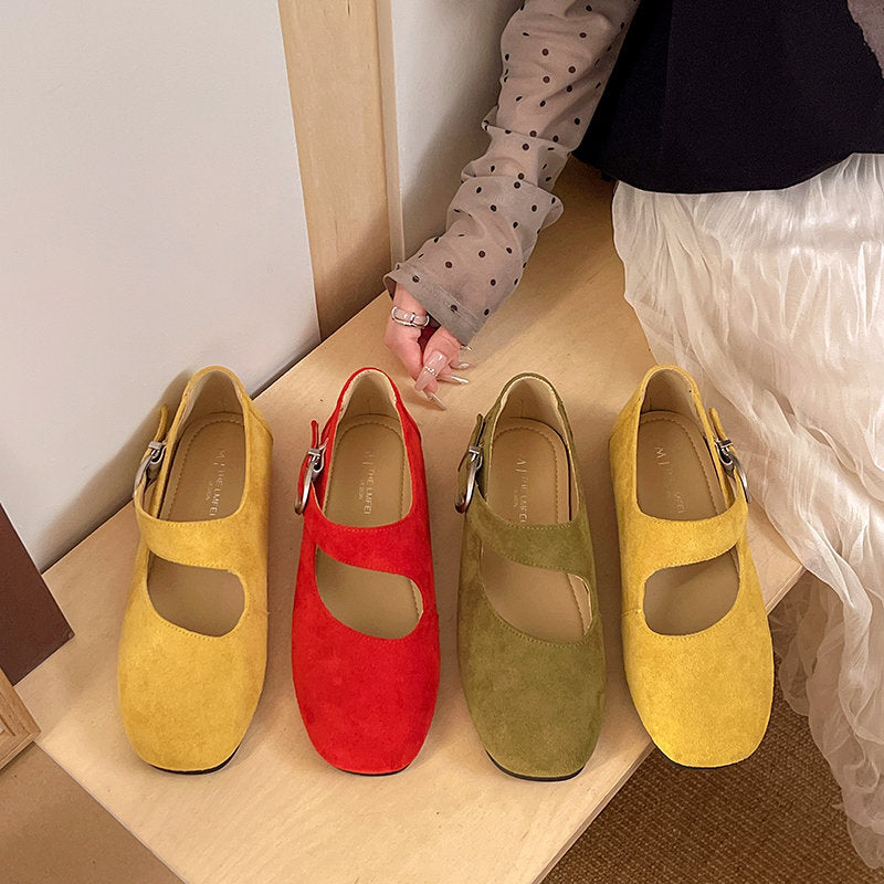Korean Trendy Ballet Mary Jane Flats For Women, New Summer 2026, Round Toe Slip-On Shoes With Strap Buckle