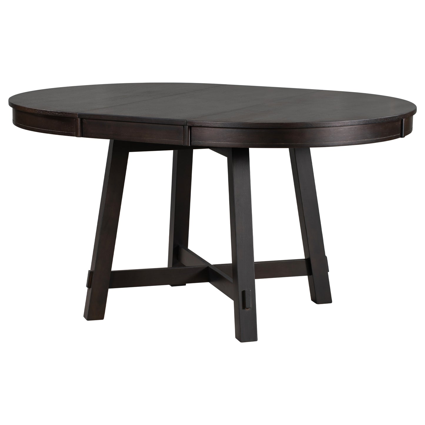 TREXM Farmhouse Round Extendable Dining Table With 16 Leaf Wood Kitchen Table Espresso