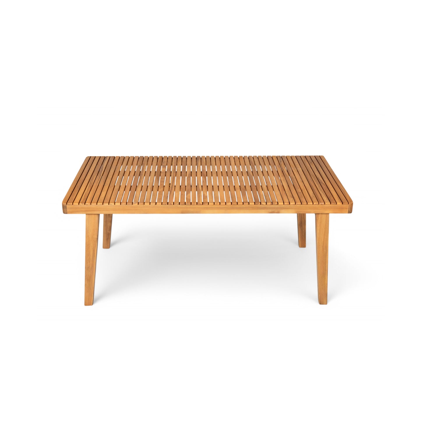 69 Acacia Wood Outdoor Dining Table With Slatted Top, 300 Lbs Weight Capacity, Ideal For Patio & Garden Gatherings, Natural Color