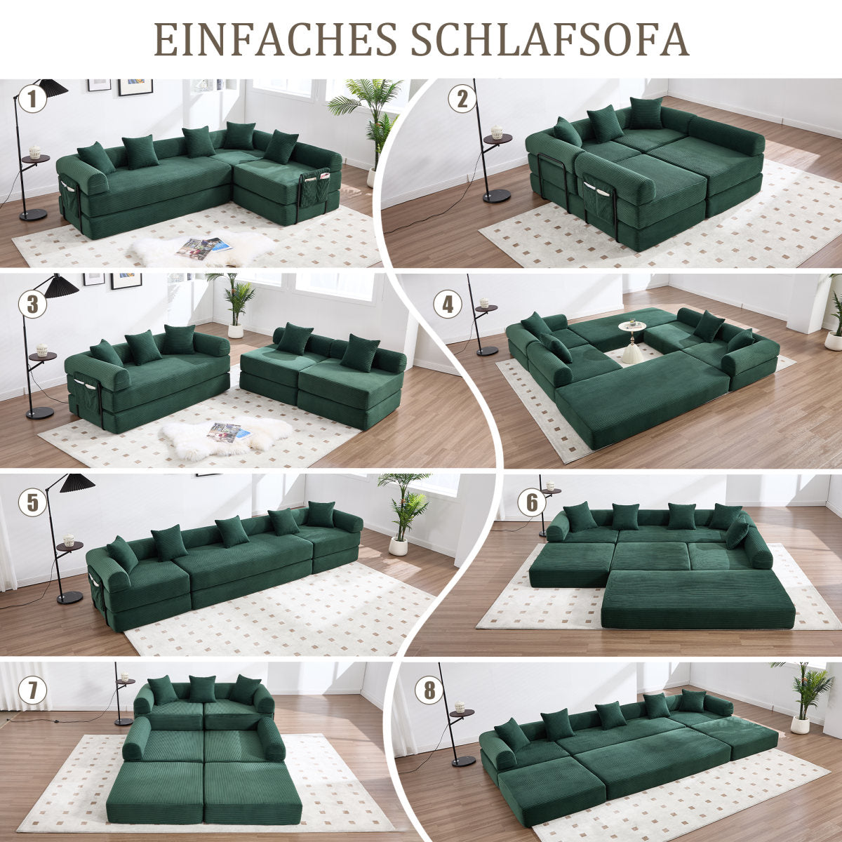 Cosy Family Sofa With Storage Space & Modular Function Vacuum-packed For Effortless Assembly, Freely Combinable Modules And Pet-friendly. Perfect For Relaxing Moments. Emerald Green