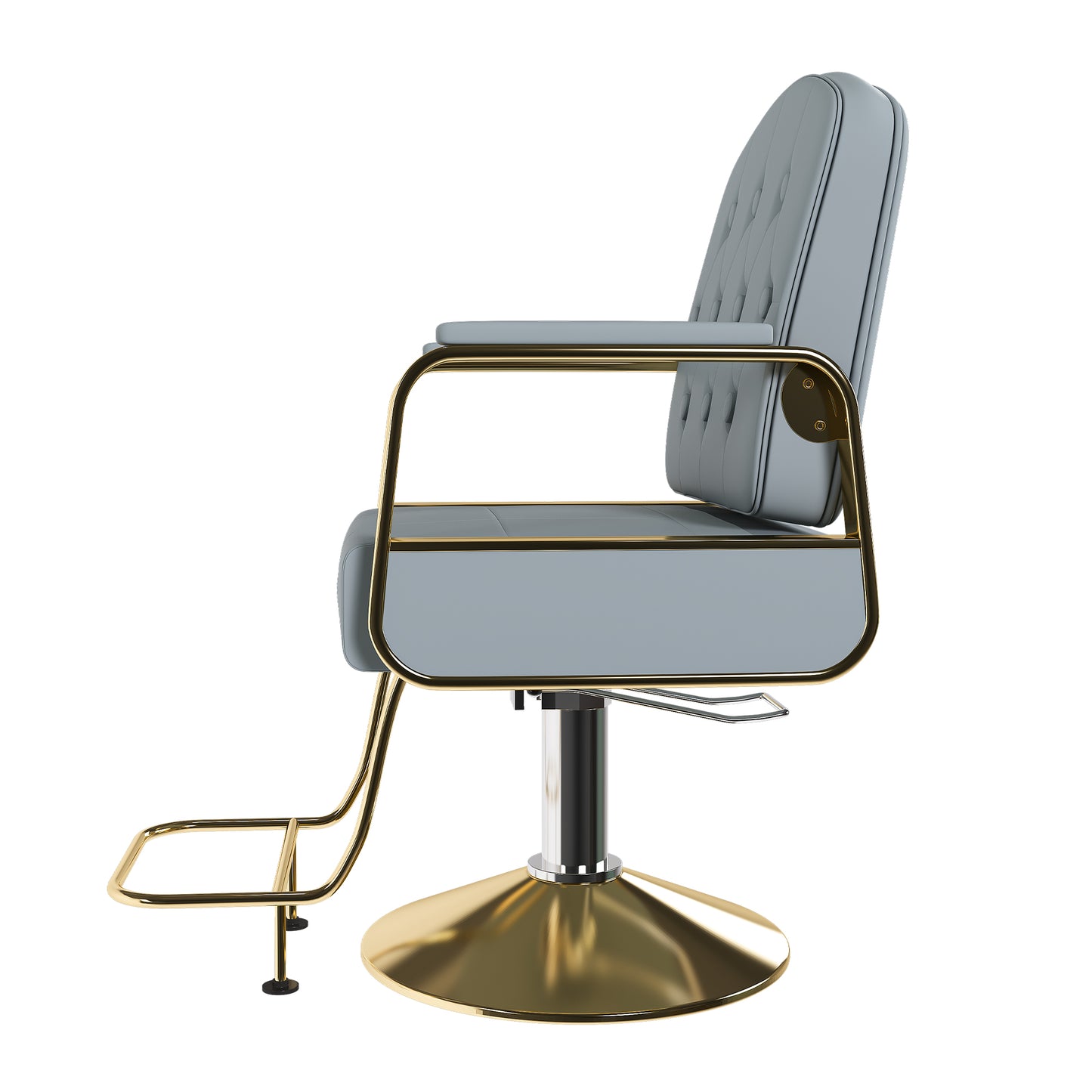 Hydraulic Salon Chair 360 Swivel - Professional Barber Stylist Chair With Pump Non-Tilting Hairdressing Chair For Salon Tattoo Spa Blue Gold Stylist Equipment Single Pack