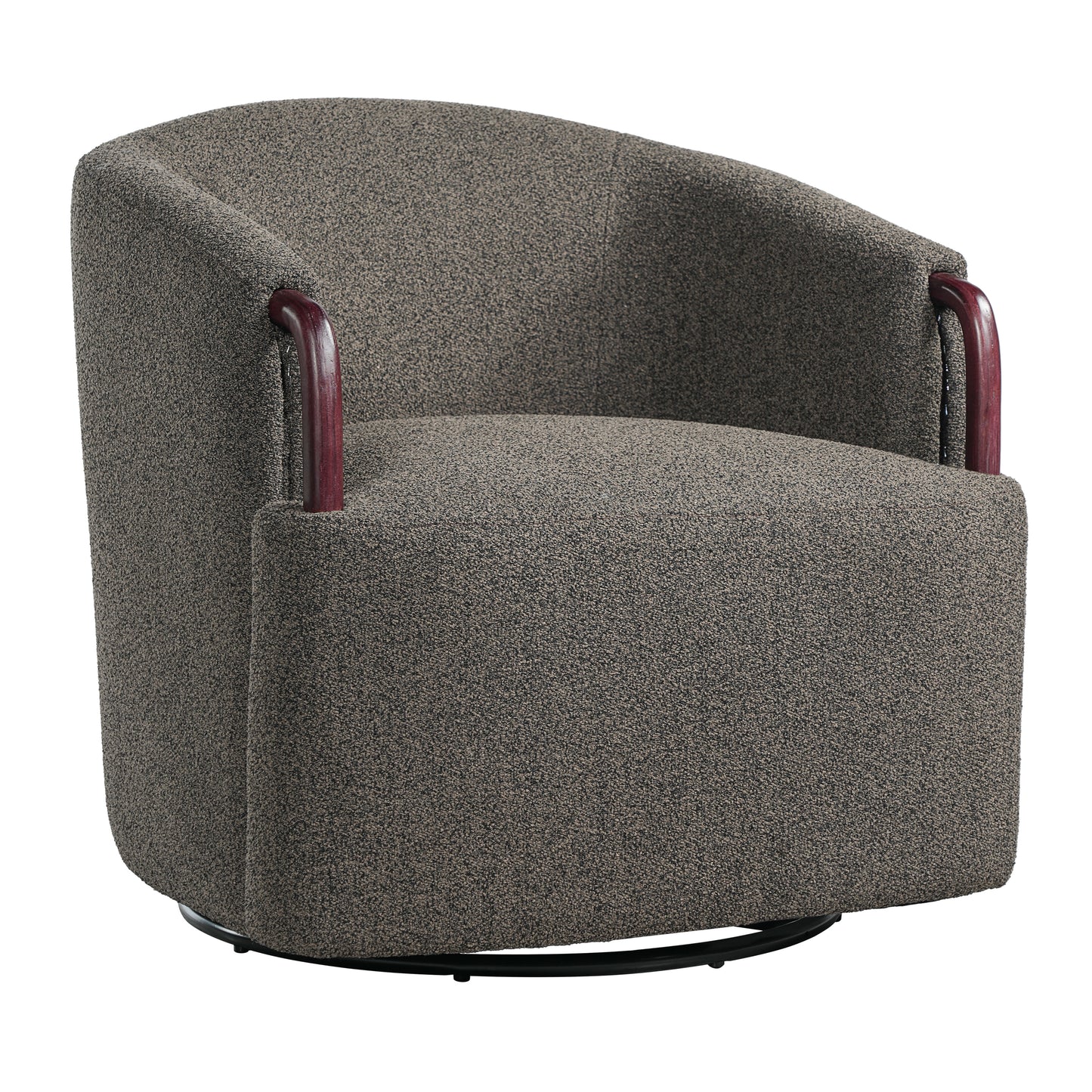 30 Modern Boucle Swivel Barrel Chair With Solid Wood Accents, Soft Durable Upholstery & 360 Swivel Base, Ideal For Living Room, Bedroom, Or Office