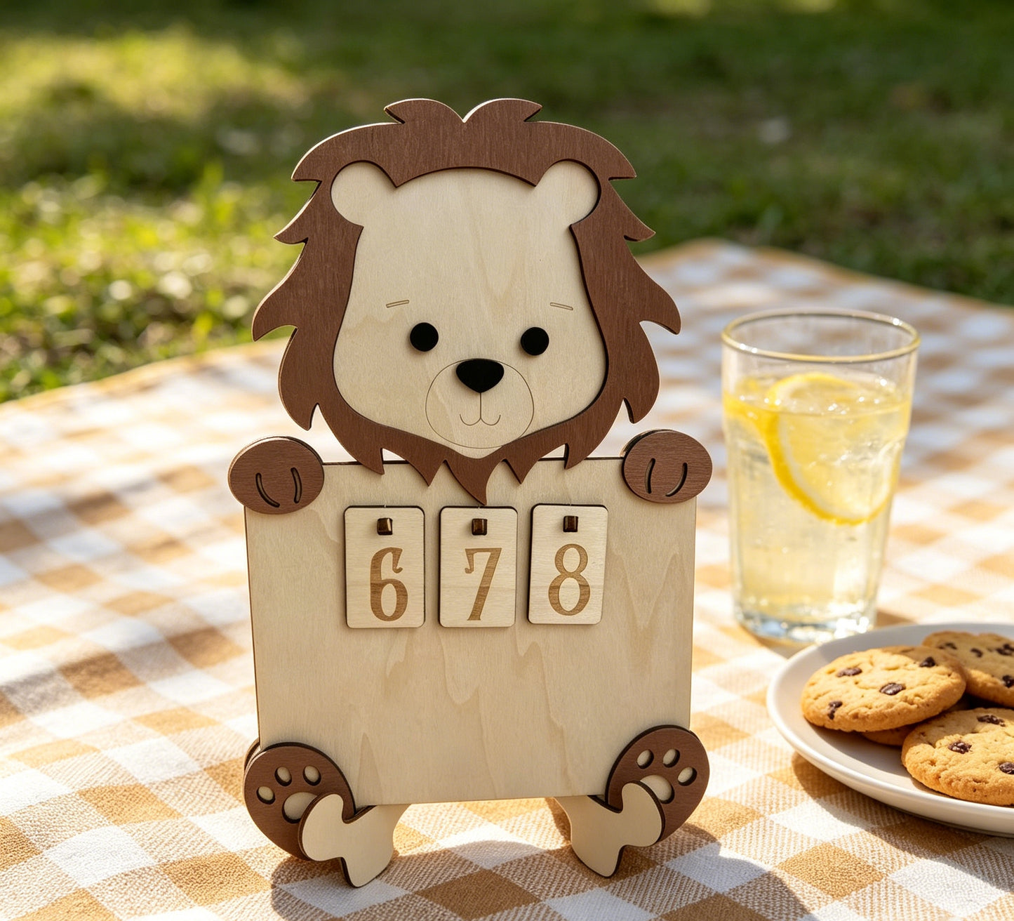 Wooden Animal Reading Tracker Calendar Bear Fox Lion Kids Reading Journey Counting Sign Nursery Decor