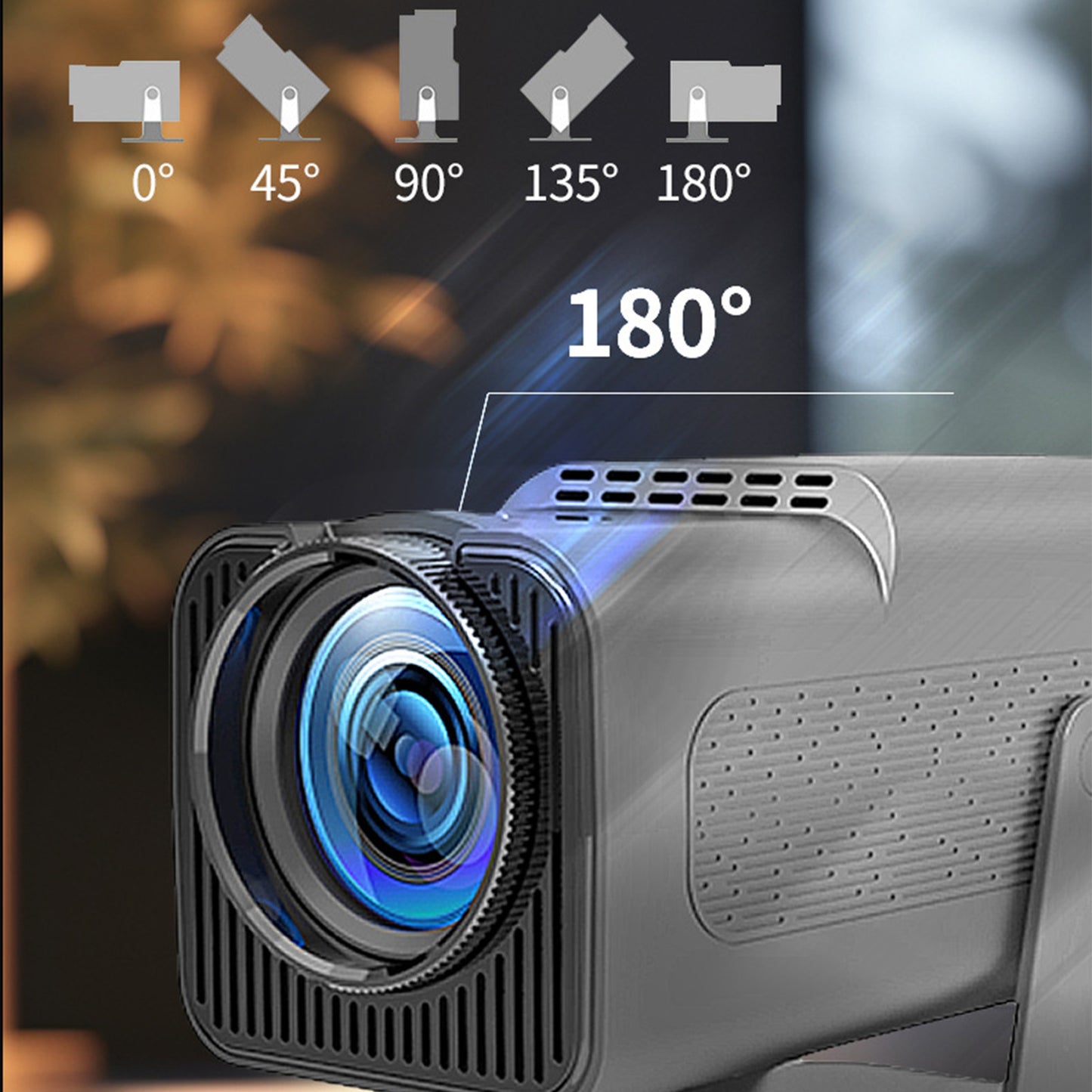 Projector HD For Home Theater Office 360 Degree Rotatable PTZ Portable Mini HY320 AU Plug 110‑220V Black