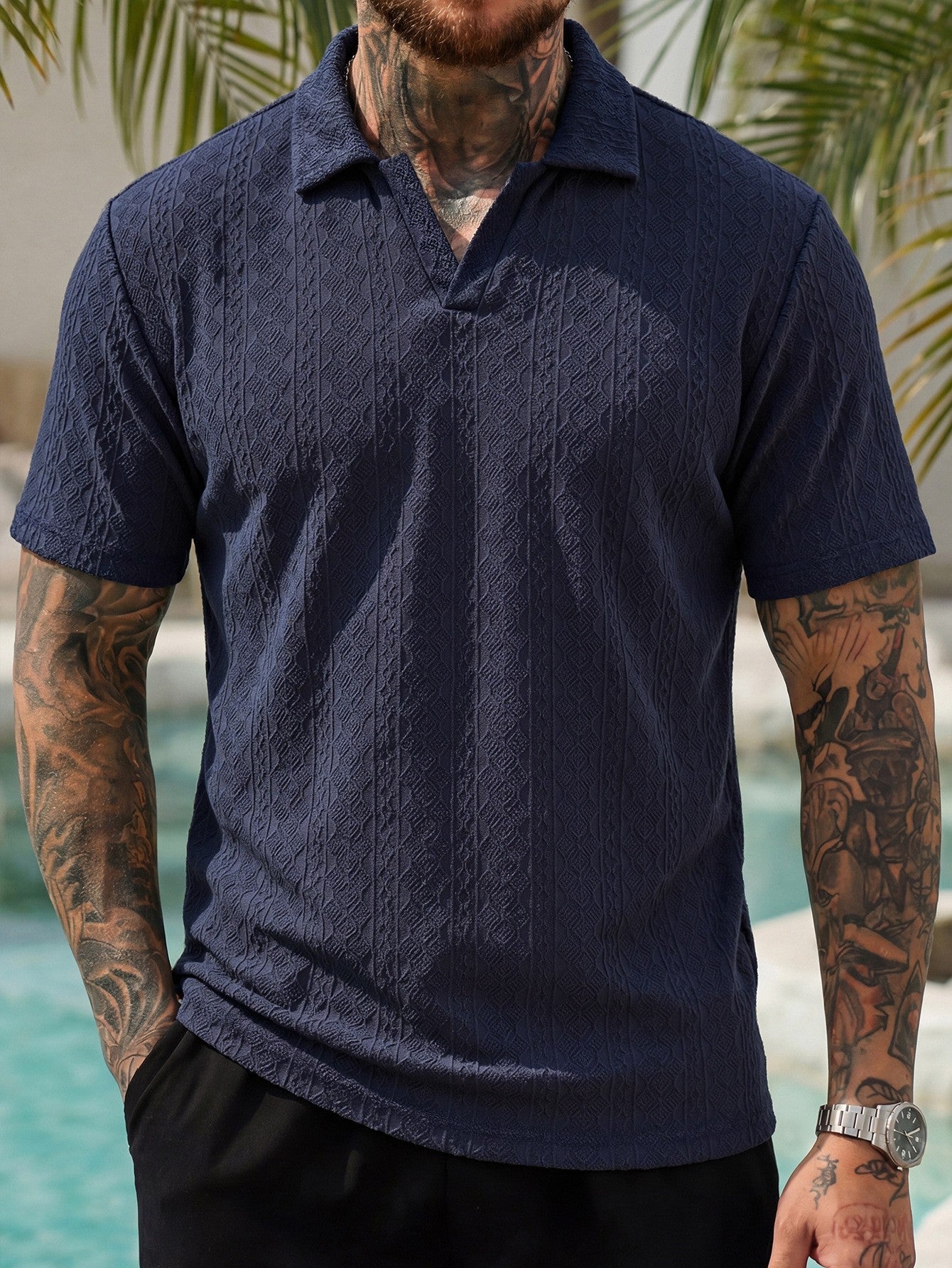 Summer New Arrival Mens Jacquard Polo Shirt
