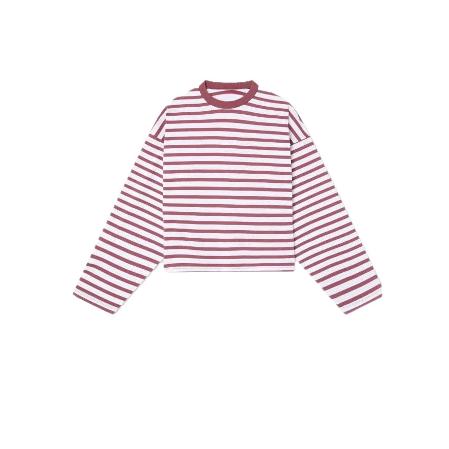 Striped Style Long-sleeve Best-selling Casual T-shirt Top