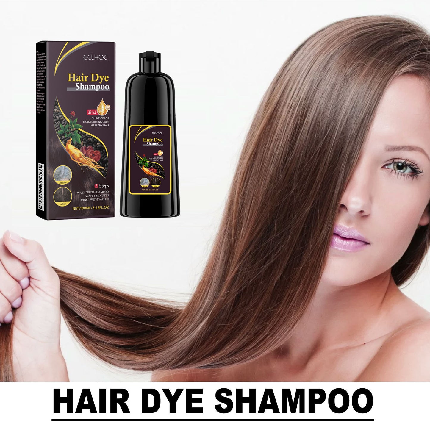EELHOE Black Hair Shampoo Polygonum Multiflorum For DarkLustrousAnd Nourished Hair