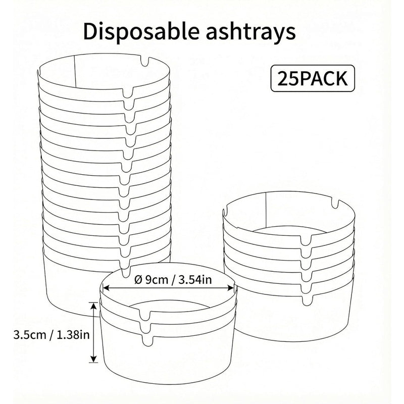 25pcs Disposable Ashtrays,Disposable Ashtrays For Cigarettes With Water Foaming Sand Base, Odor Control, Portable Ashtray For Home, Office, Car, Camping