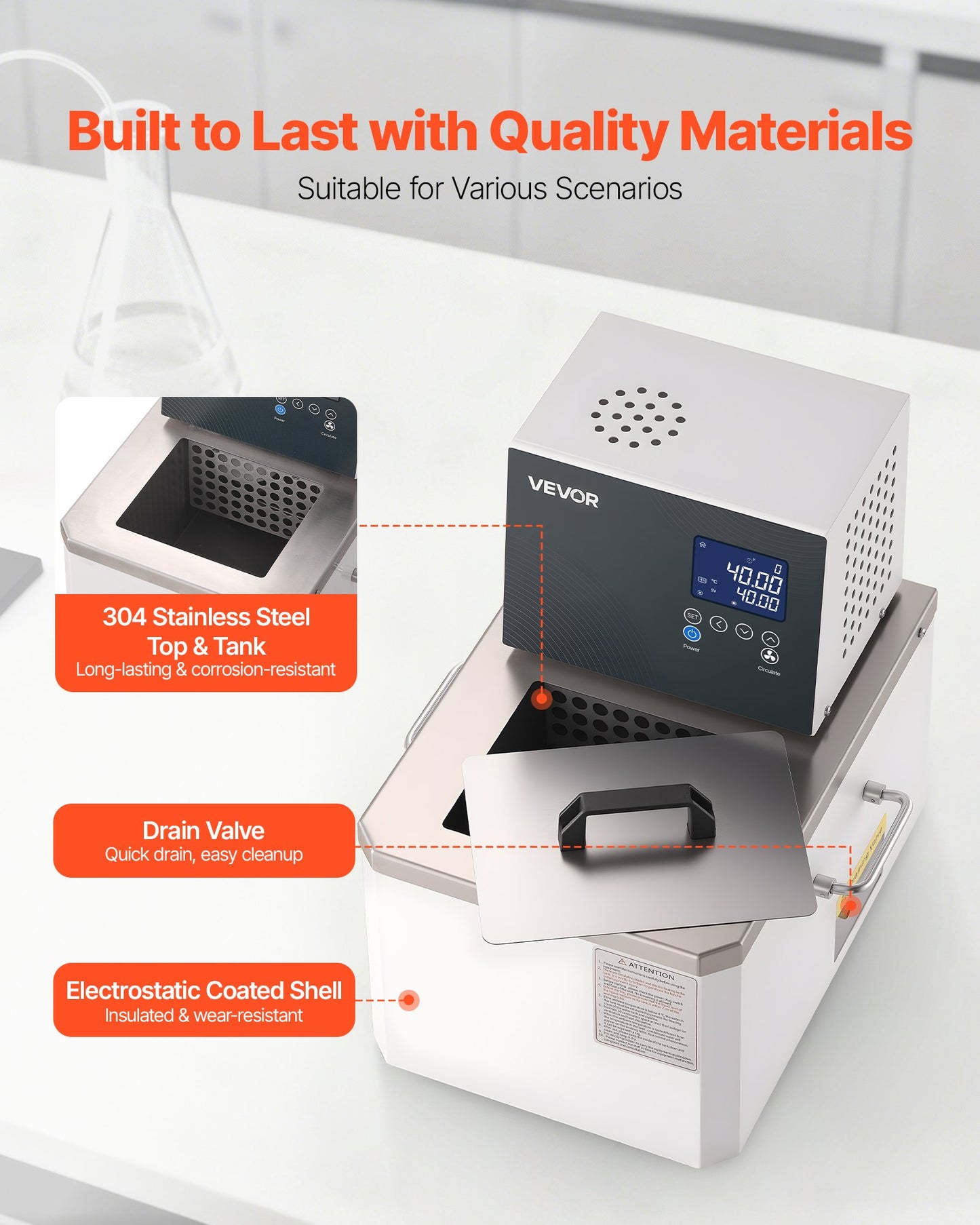 Laboratory High-Temperature Circulating Oil Bath, Up To 100℃/212℉, 6 L Lab Constant Temperature Heating Tank, 0.05℃ High Precision, Internal And External Dual Circulation, For Laboratory