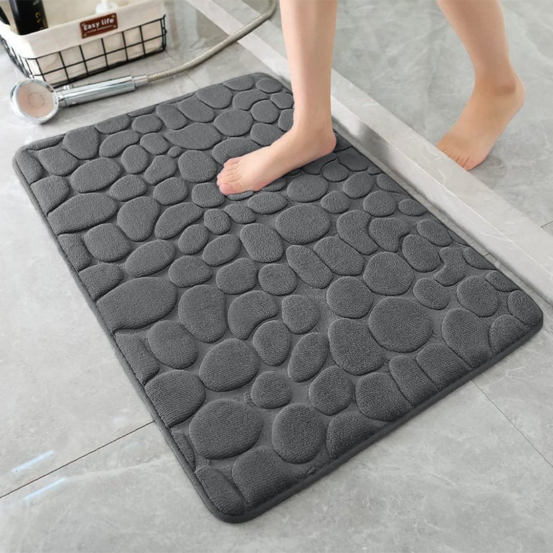 40x60CM Grey Doormat Bath Mat Memory Foam Hydrophilic Pebble Pattern Superfine Fiber Non-slip Soft For Bathroom Bathtub C