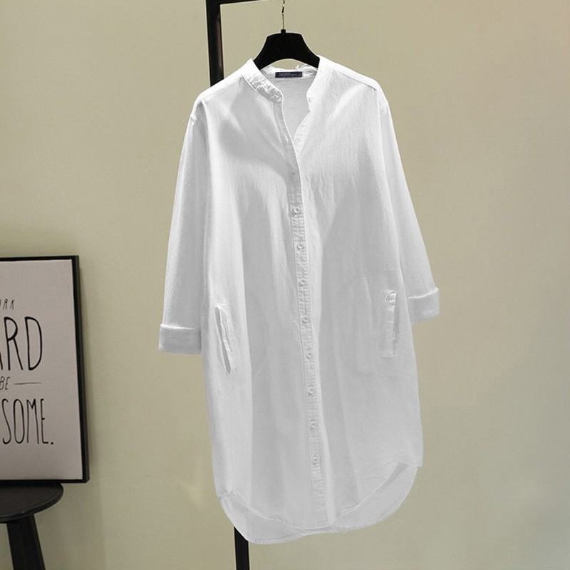 Korean-style Loose-fitting Mid-length Womens Shirt