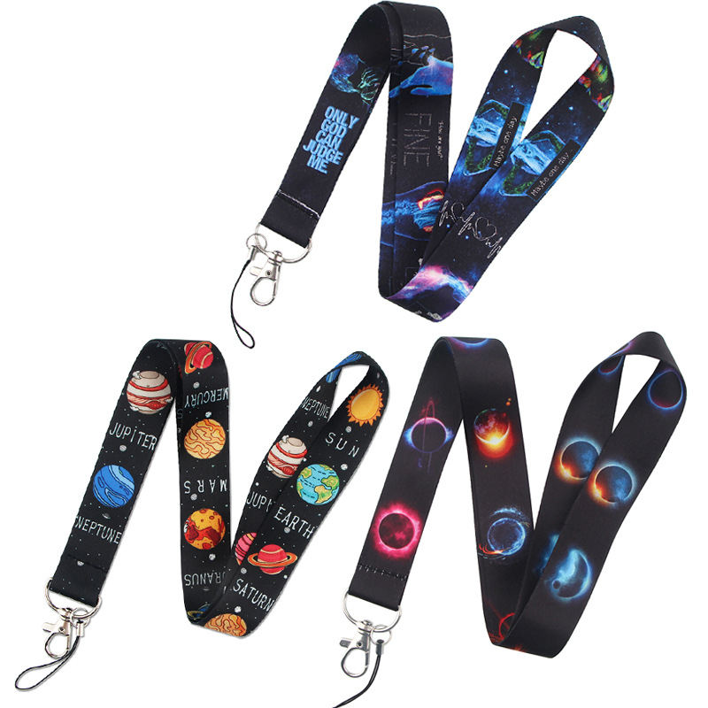 Starry Sky Moon Mobile Phone Cartoon Lanyard ID Tag Halter Lanyard
