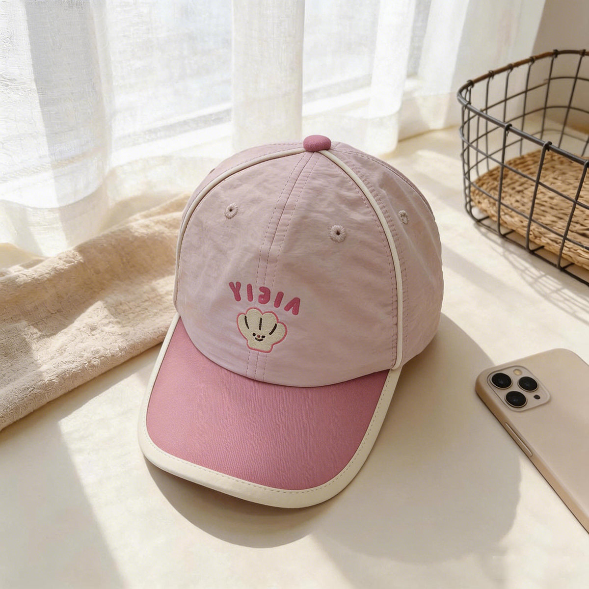 Children's Multi-color Cartoon Pattern Printed Quick-drying Lightweight Adjustable Simple And Fashionable Curved-brim Baseball Cap For Outdoor Sports