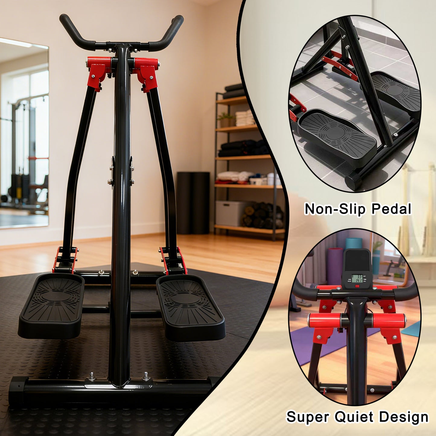 Air Walking Elliptical Machine - Foldable Cardio Cross Trainer Glider For Full-Body Low-Impact Exercise With LCD Display Ideal For Home Gym