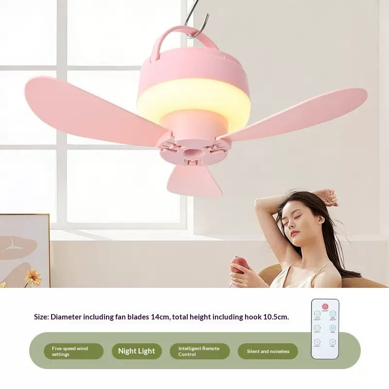 Smart Remote-controlled Rechargeable Mini Ceiling Fan Night Light