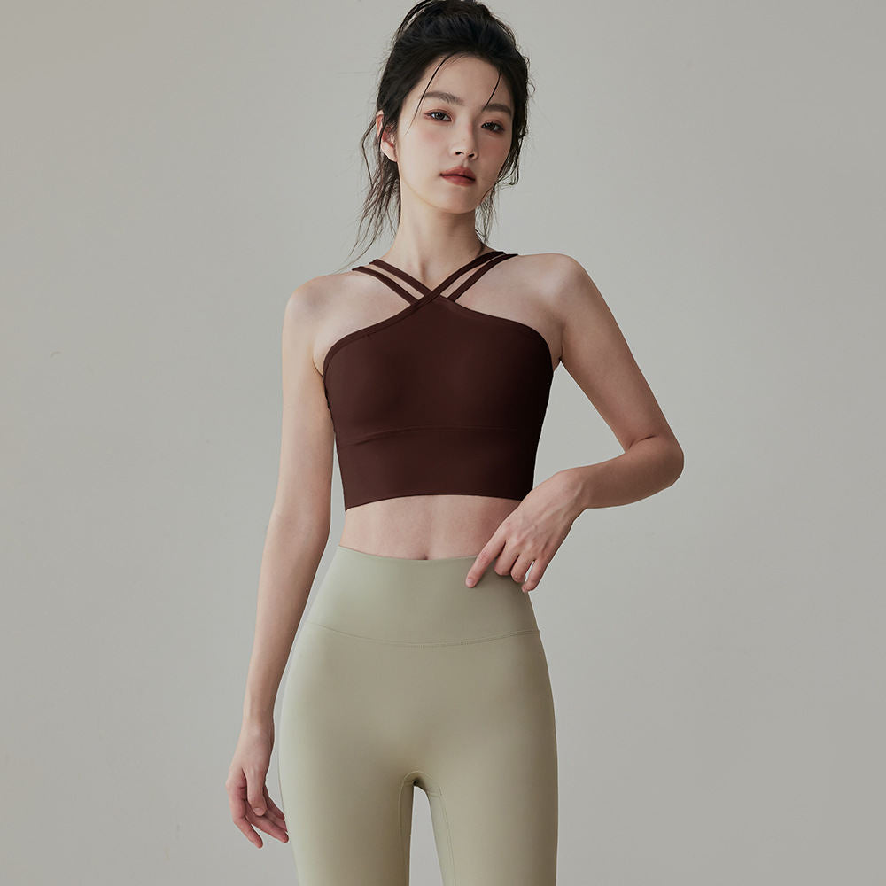 One-piece Yoga Underwear Women's Double Shoulder Strap Shockproof Sports Vest