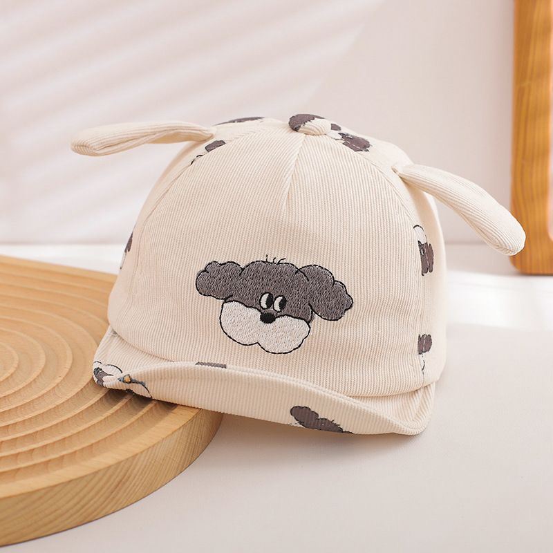 Summer Boys And Girls' Embroidered Cartoon Dog Pattern Soft Brimmed Baseball Cap, Suitable For Outdoor Outings, Shopping And Fun Activities.