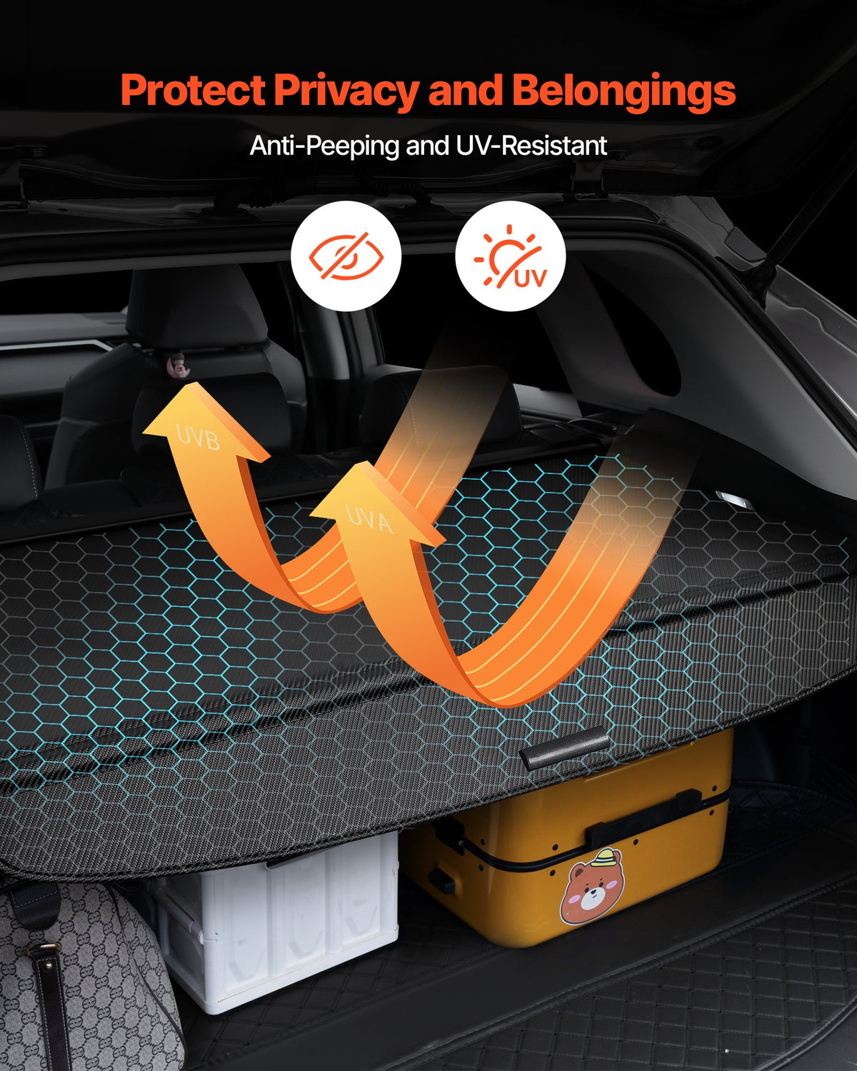 Retractable Cargo Cover, Upgraded Carbon Fiber Texture Trunk Cover, Anti-Peeping Luggage Privacy Shield, Easy Installation Security Shade Car Accessories, For Honda CRV 2023-2025 5-Seater
