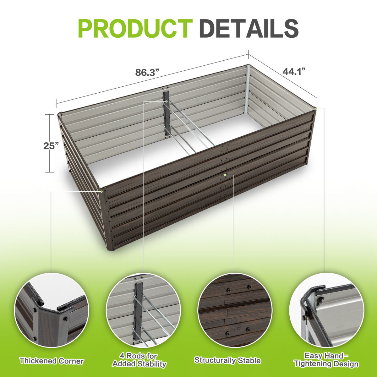 Double the Beds, Double the Harvest! 8x4x2 FT Woodgrain Galvanized Raised Garden Bed Set - Durable Outdoor Combo for Veggies, Flowers, Herbs & Fruits