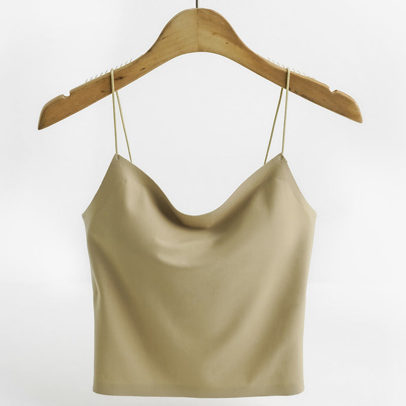 Close-fitting Beauty Back Sunderwear-free Camisole With Chest Pad Spaghetti Strap Breathable