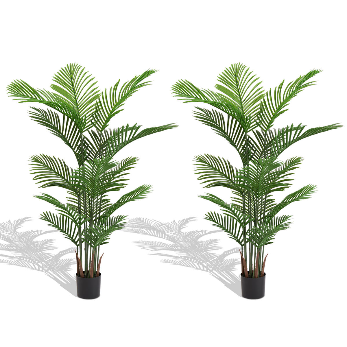 Artificial Areca Palm Plant, 5.2ft Tall Faux Tropical Dypsis Lutescens Tree in Pot for Indoor or Outdoor Home, Office, or Garden Decoration, 2pcs/set