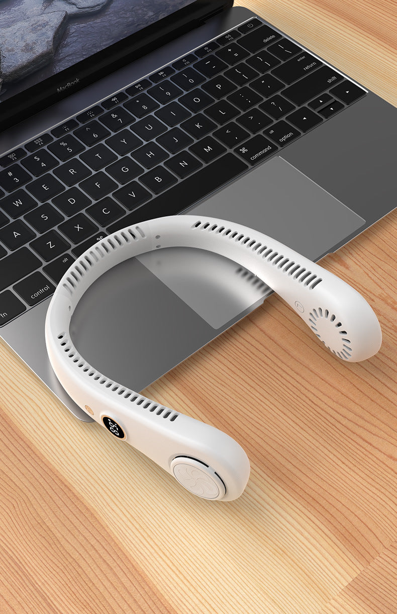 USB Charging Portable Bladeless Neck Fan - Adjustable Small Fan For Students, Sports And Office Use