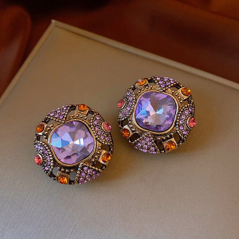 925 Silver Pin Vintage Zircon Earrings For Women Retro Diamond Studs Premium Quality Fashion Jewelry
