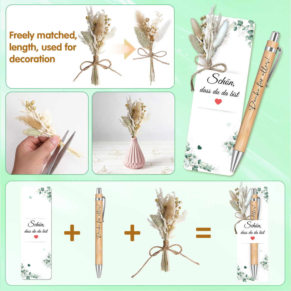 12-Piece Set Of Mini Boho-Style Dried Flowers, Decorative Dried Flowers For Wedding Decor And Home Decor—Party Accessories Set
