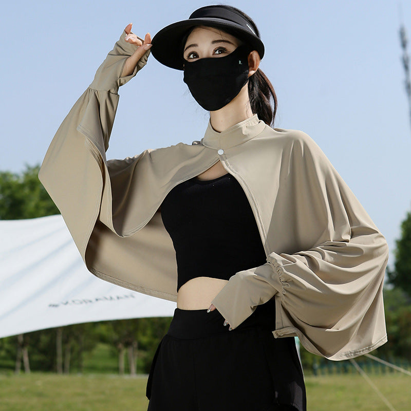 Womens Summer Sun-Protection Long Cape For Outdoor Cycling