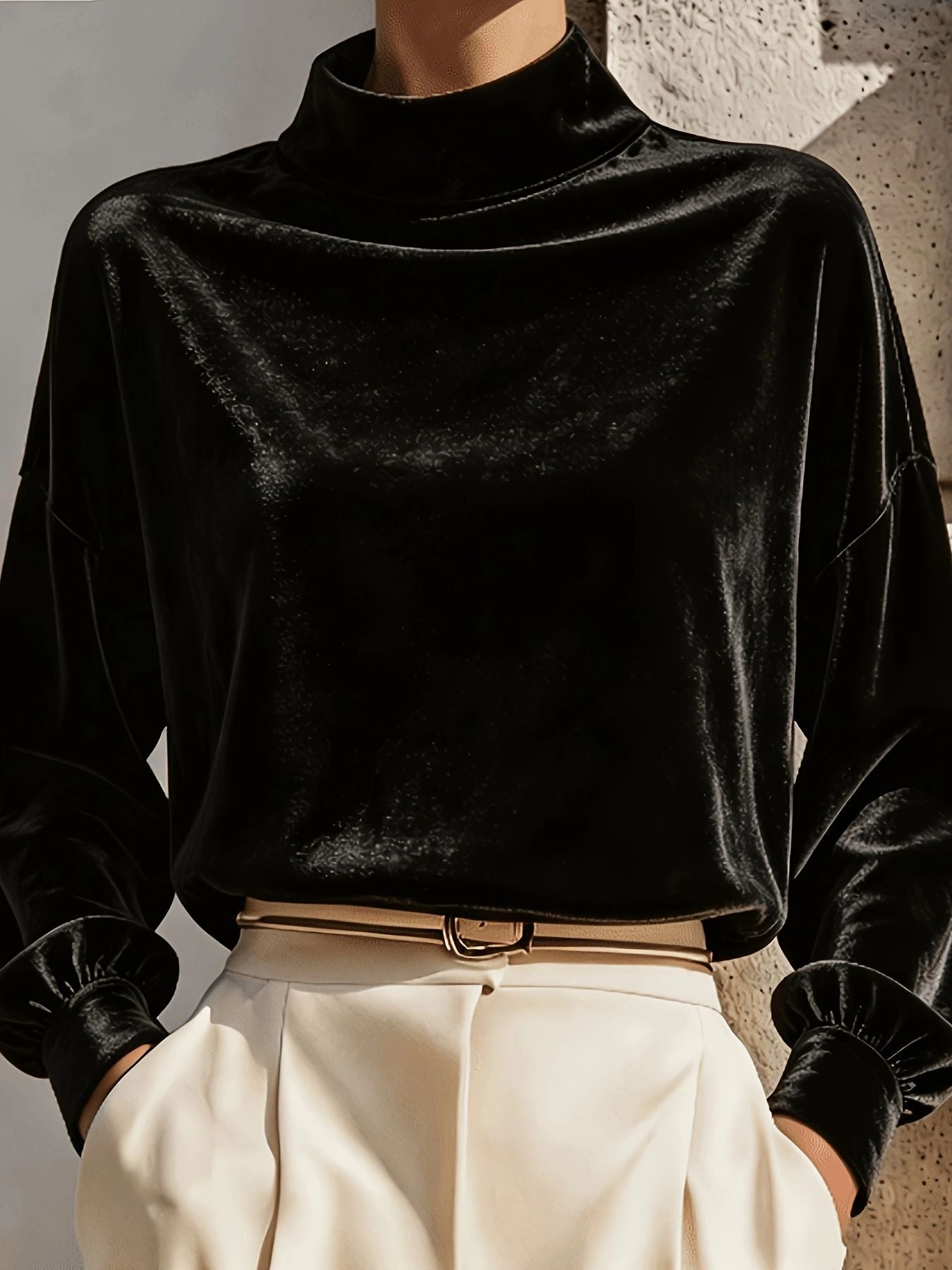Loose-fitting Long-sleeved Turtleneck Casual Fashion Top