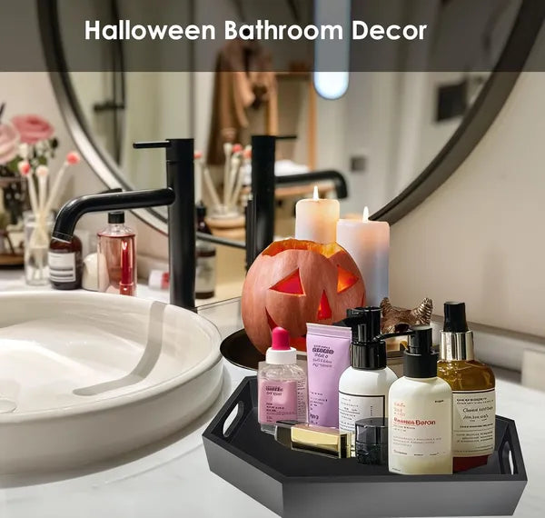 14.2'' Tall Halloween Coffin Charcuterie Boards - Sturdy Wooden Gothic Bathroom Tray Decor - Goth Container For Kitchen Food, Vanity Makeup, Perfume, Jewelry Storage