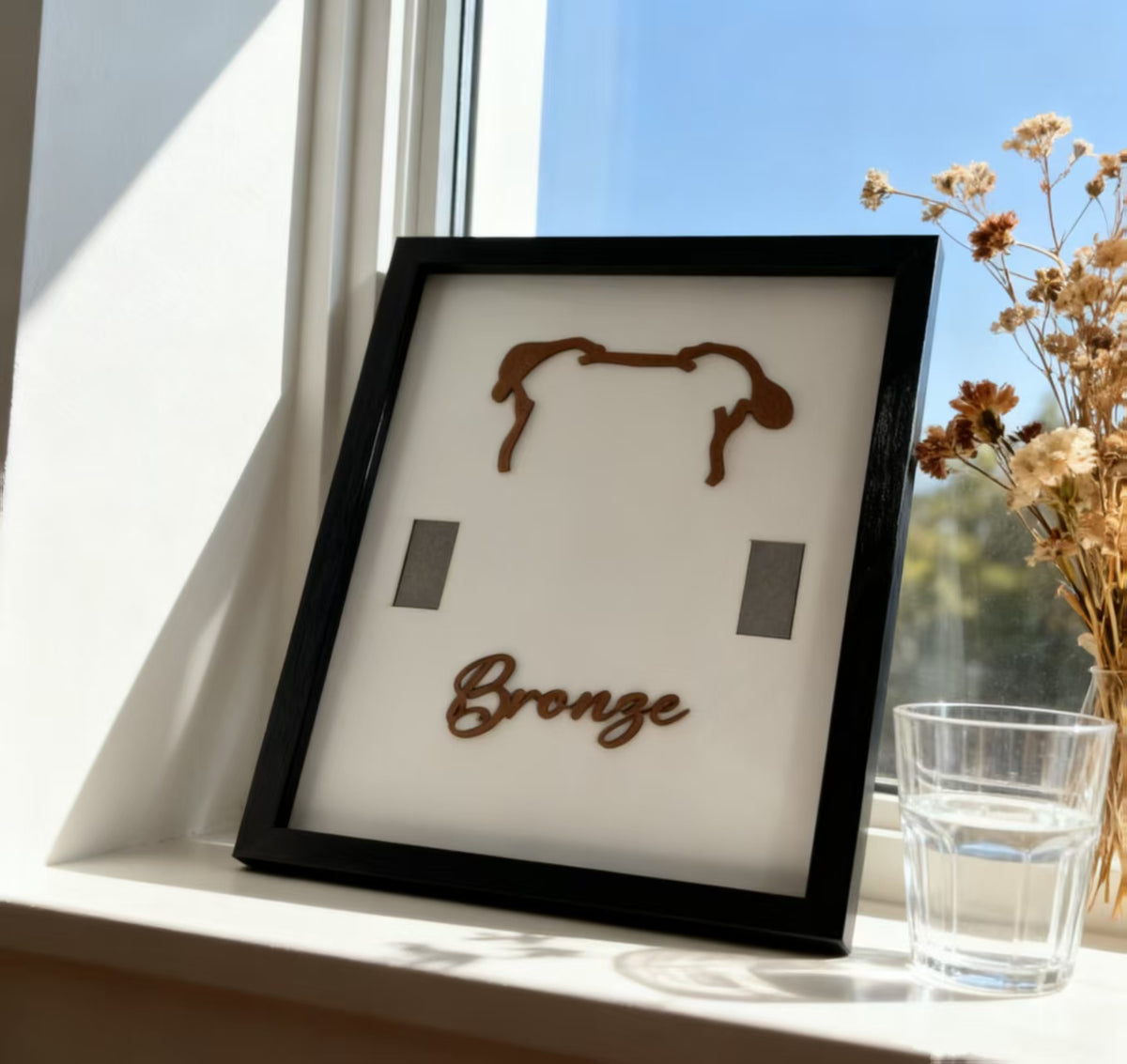 Custom Dog Memorial Collar Frame, Personalized Wooden Dog Silhouette Picture Frame, Pet Loss Keepsake Frame Holds Dog Collar For Pet Memorial Gift
