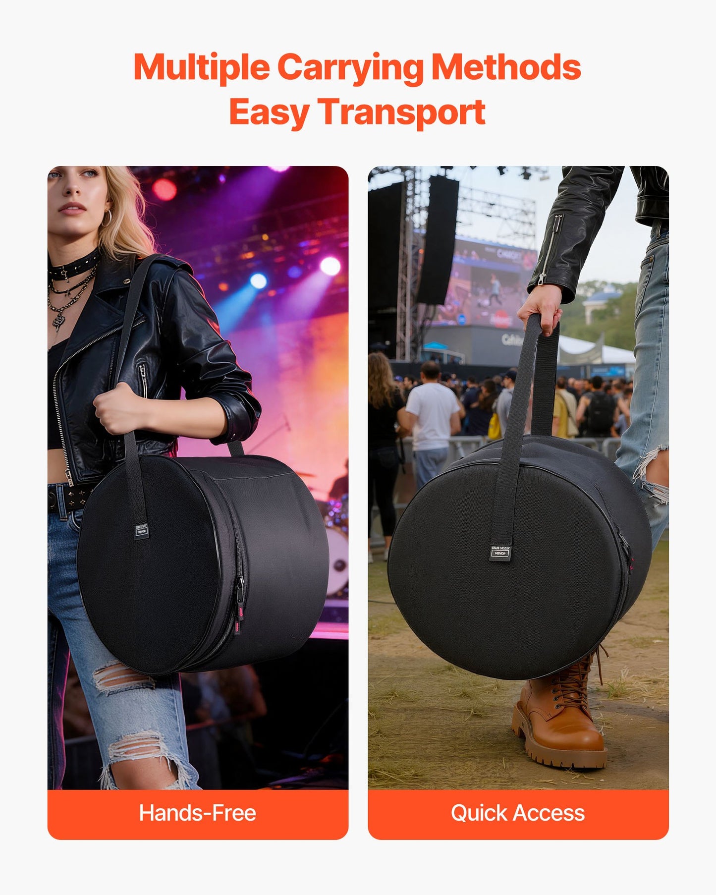 5-Piece Drum Case Set, 600D, Padded Drum Bags For 22 In Bass, 12/13/16 In Tom, 14 In Snare, Thick Padding, Lightweight Protective Covers Travel Storage Cases, For Drums Accessories Protection