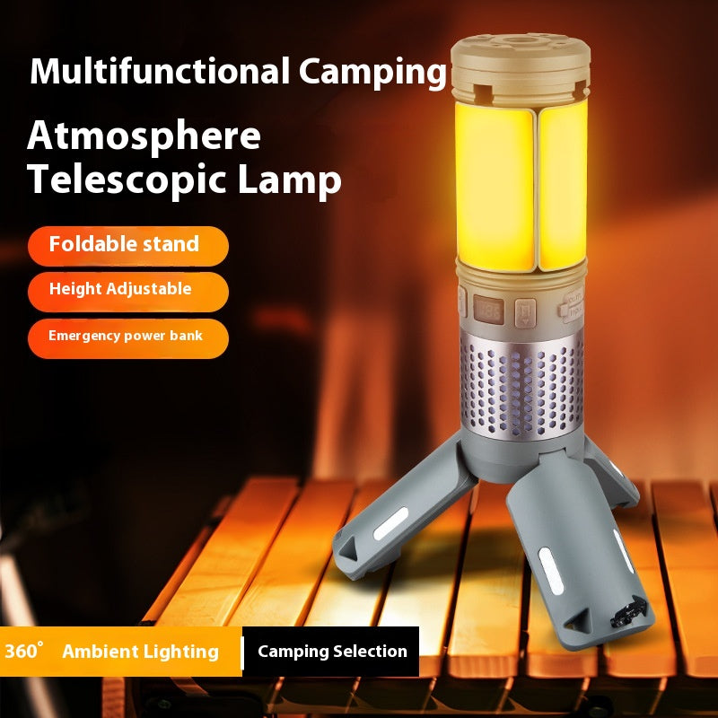 Outdoor Multifunctional Telescopic Folding Camping Lantern Charging Atmosphere