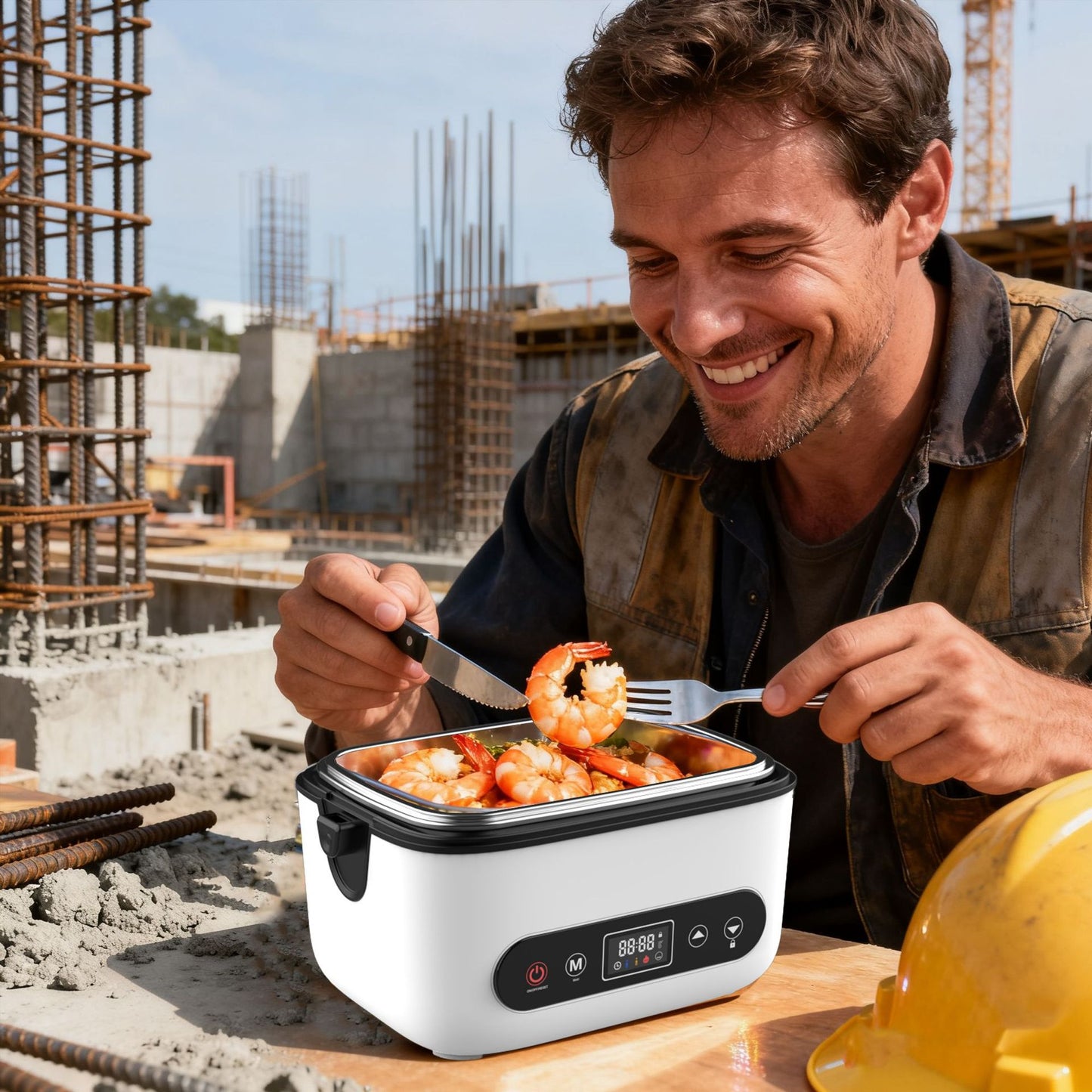 Charging Heating Lunch Box For Office Workers With Inner Liner Compartment Insulated And Portable