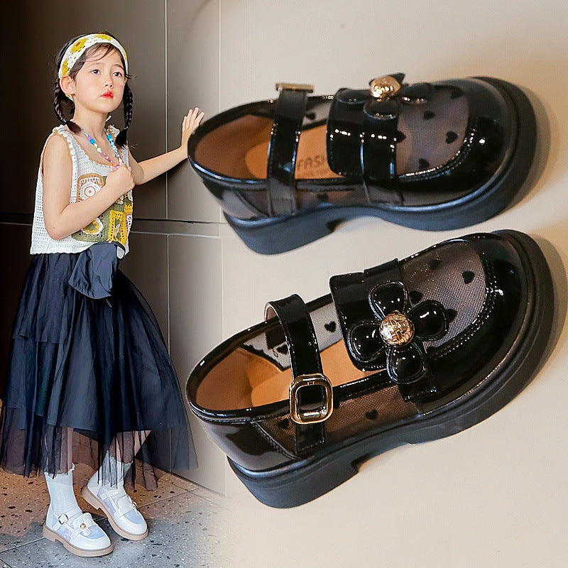 SpringSummer New Style Girls Leather Shoes Korean-Style Hollowed-Out Breathable