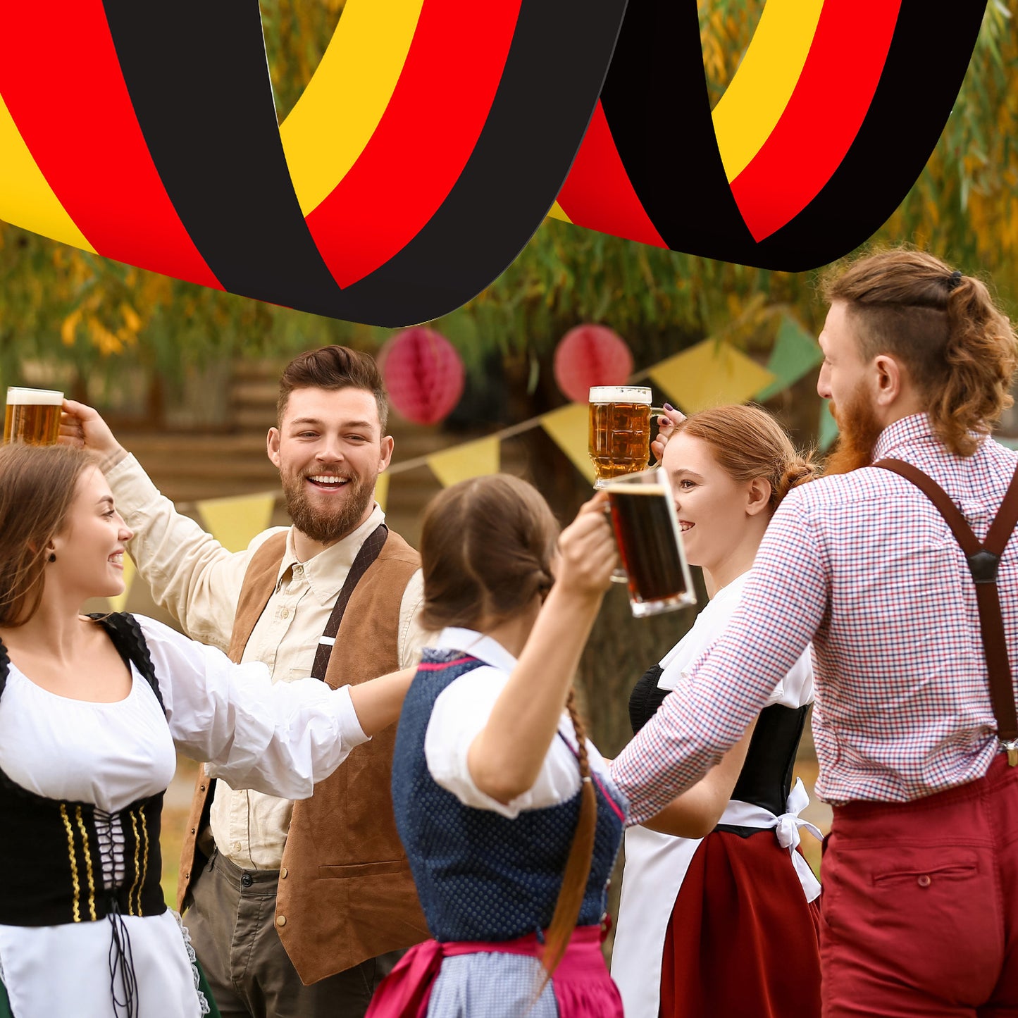 Germany Flag Banner (2-Piece Set) - Decorative Festive Decorations For Celebrations - Party Accessories Set