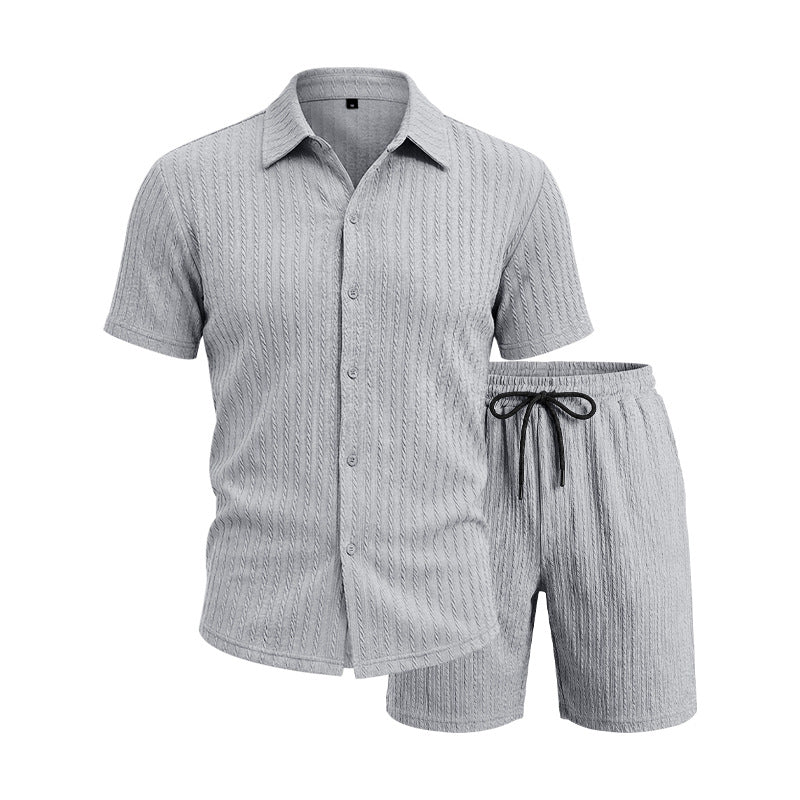 Loose Jacquard Casual Home Wear Short-Sleeve Top And Shorts Set