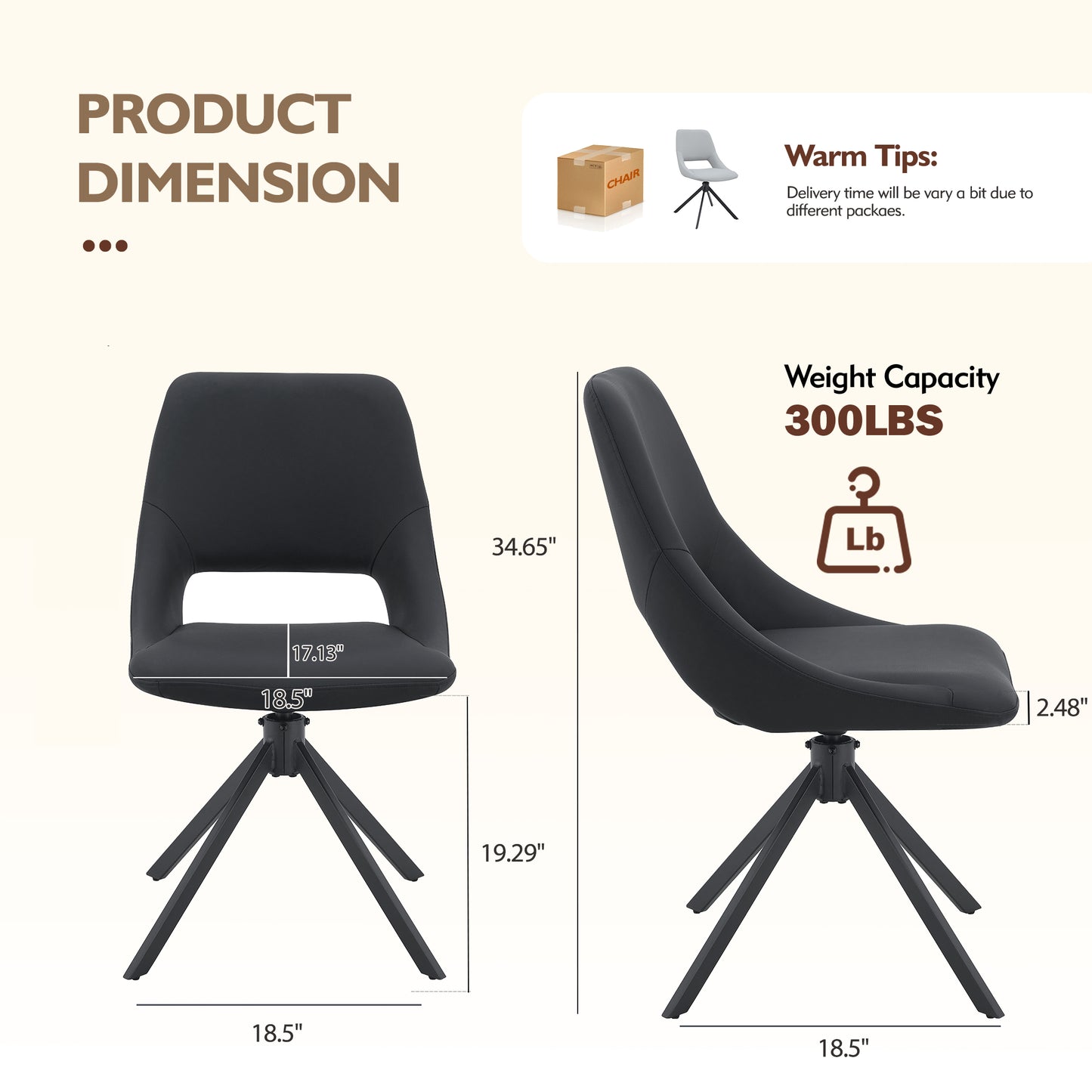 Dining Chairs Set Of 4, Comfortable Swivel Dining Room Chair, Metal Kitchen Chairs With GoldMesh Scratch-Resistant Leather And High Back Black, Set Of 4