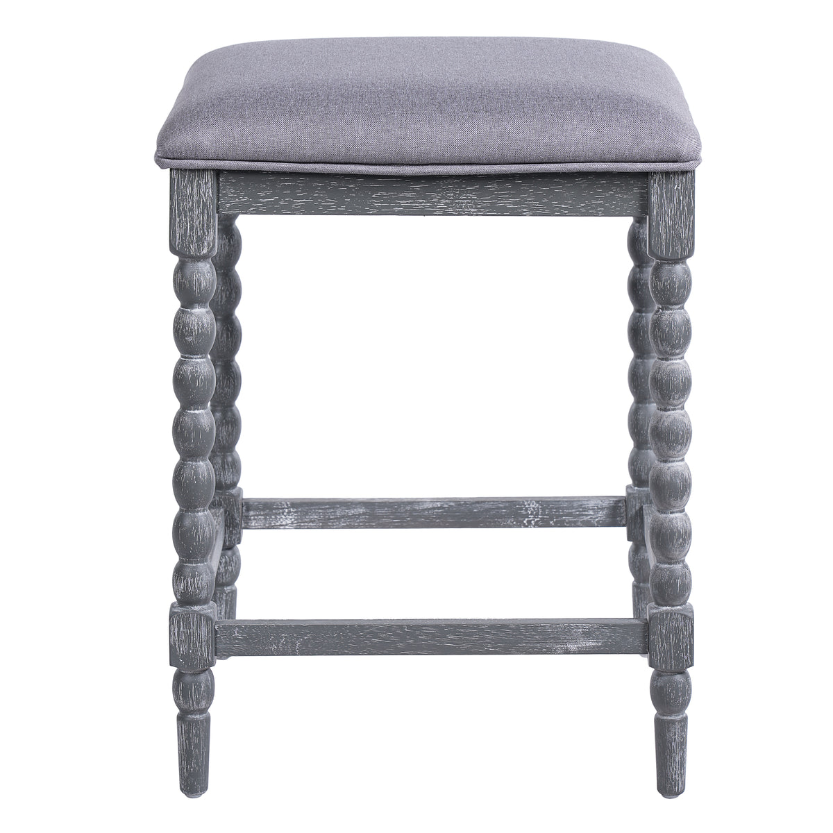 26Counter Stools,Set Of 4 With Upholstered Seat, Solid Acacia Wood Frame, Foam-Padded Seat, Open Airy Design For Kitchen Island And Bar, Gray