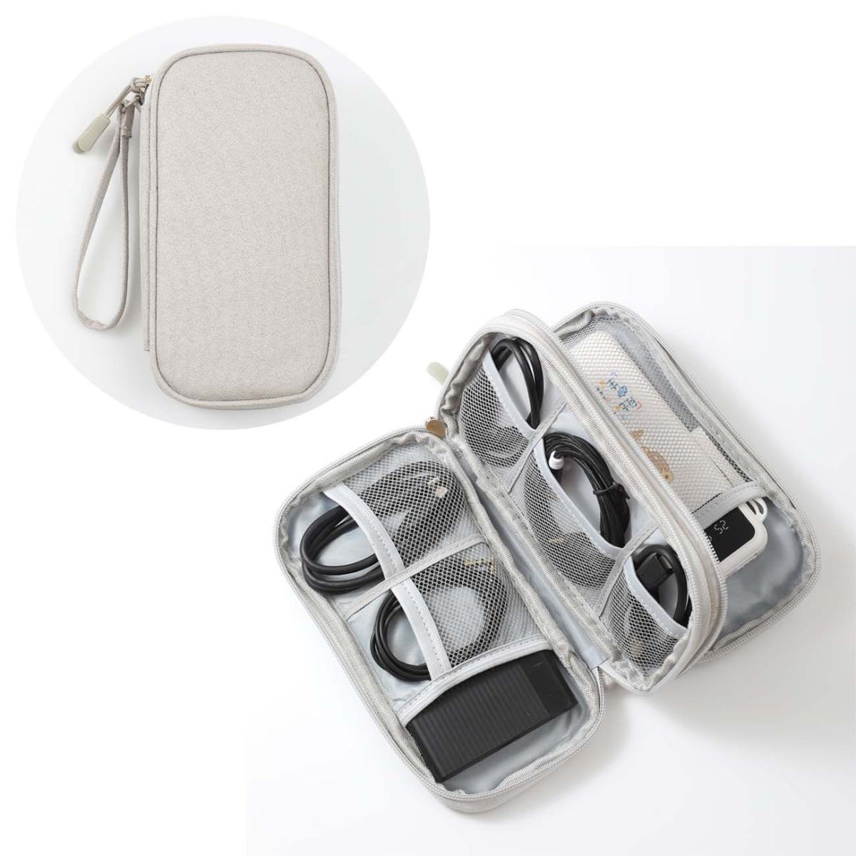 Mobile power storage bag-double layer model-gray-1 piece