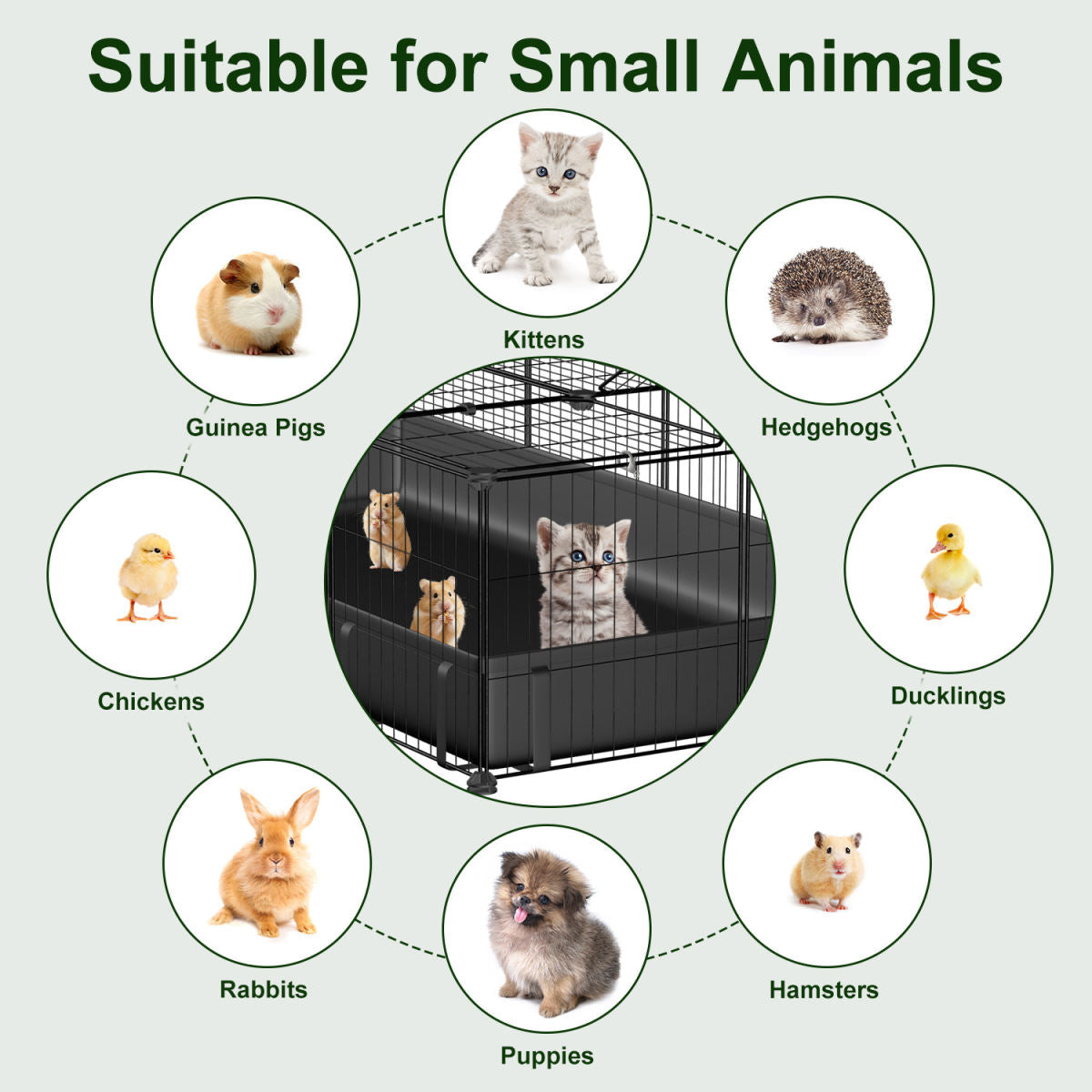 47x24x12IN Guinea Pig Cage Small Animal Playpen DIY Metal Pet Enclosure With 20 Panels Waterproof Floor Mat For Hedgehogs Chickens Ducklings Rabbits Hamsters