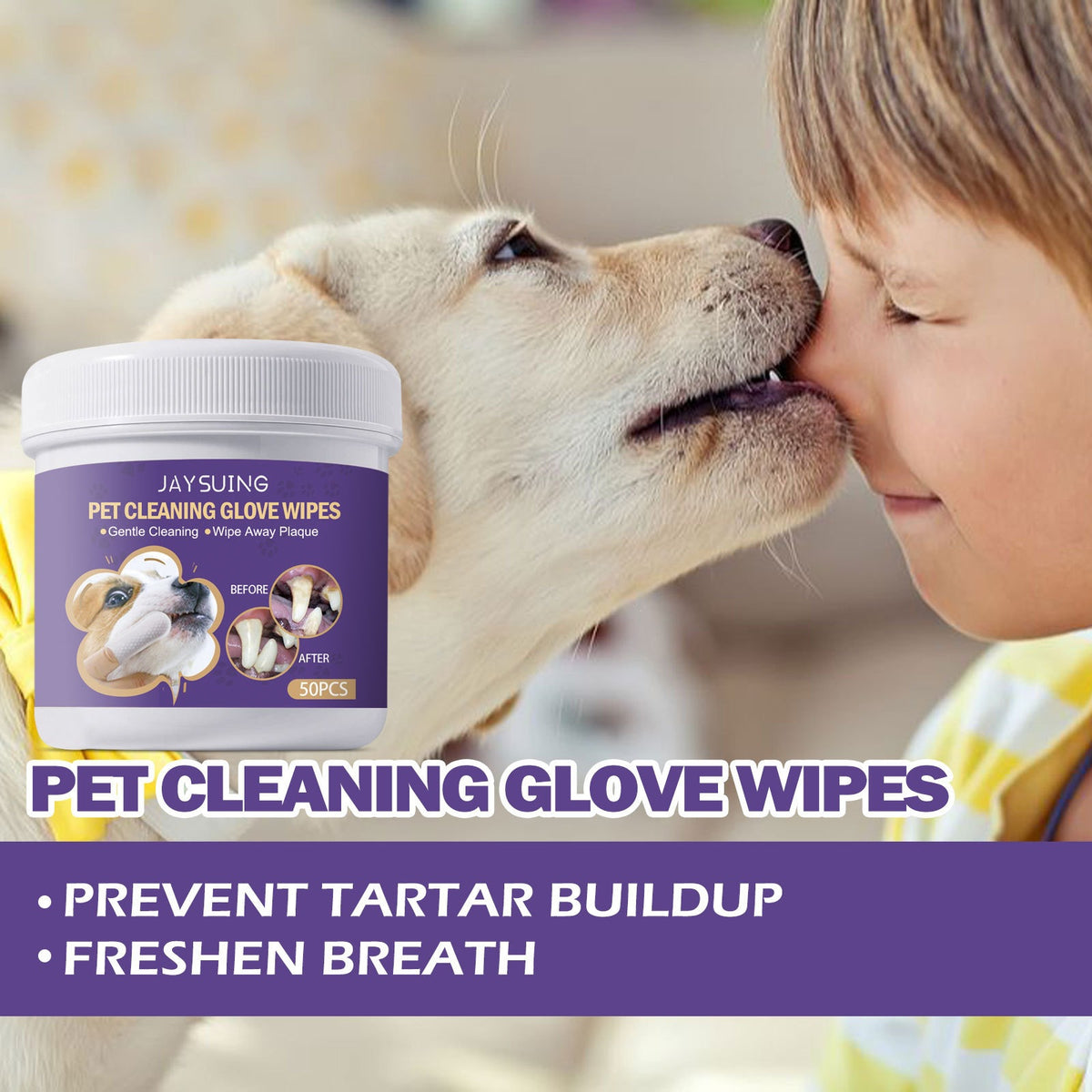Jaysuing Pet Refreshing Glove Wipes Pet Interdental Care Gentle Refreshing Teeth Fragrance-Enhancing Wipes