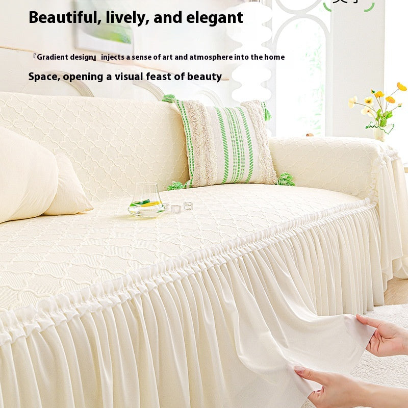 Cream Style Summer Ice Silk Sofa Cover Cloth Summer Cooling Anti-scratching Full Covered Cover