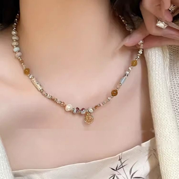 Women's Colorful Beaded Necklace Bracelet Accessories