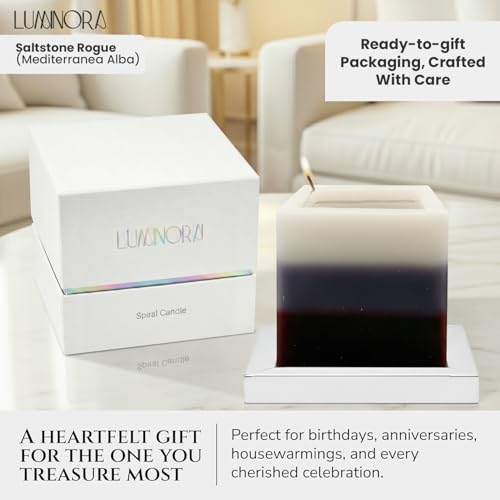 LUMINORA Spiral Scented Candle for Women & Men | Hand-Crafted Decorative Soy Wax Candle | Wooden Wick | Unique Twisted Spi...