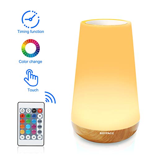 ROYFACC LED Night Light Touch Lamp Bedside Table Lamp for Kids Bedroom Rechargeable Dimmable with Remote Control Warm Whit...