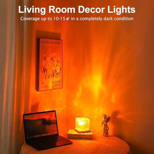 YXQUA Northern Lights Ocean Wave Projector Light, Galaxy Light Projector, 16 Colors Gradual Rotating Flame Water Ripple Am...
