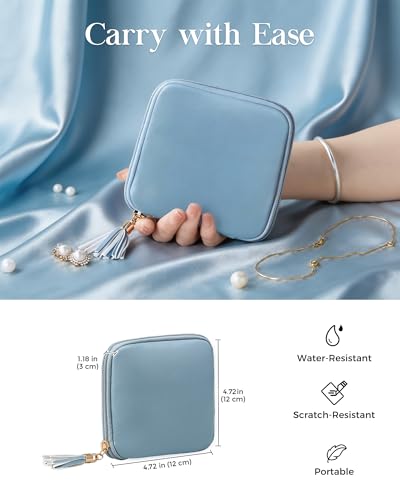 Lolalet Travel Jewelry Case Organizer, Small Jewellery Pouch with Compartments for Storage, Soft Velvet Bag for Traveling ...